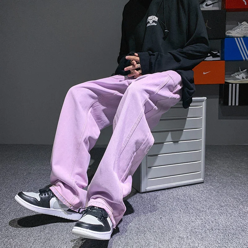 Purple Blue Black Baggy Jeans Men Fashion Casual Straight Jeans Men Streetwear Loose Hip Hop Denim Pants Mens Trousers M-5XL