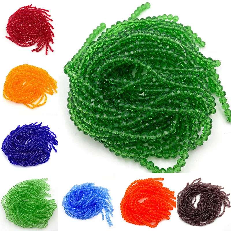 2 3 4 6 8 мм Кришталеві намистини Грановані Rondelle Скляні розпірні намистини DIY для виготовлення ювелірних виробів Браслети Сережки Рукоділля # 02996