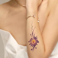 watercolor waterproof temporary tattoo sticker purple flowers letters line fake tattoos flash tatoos arm body art for women men