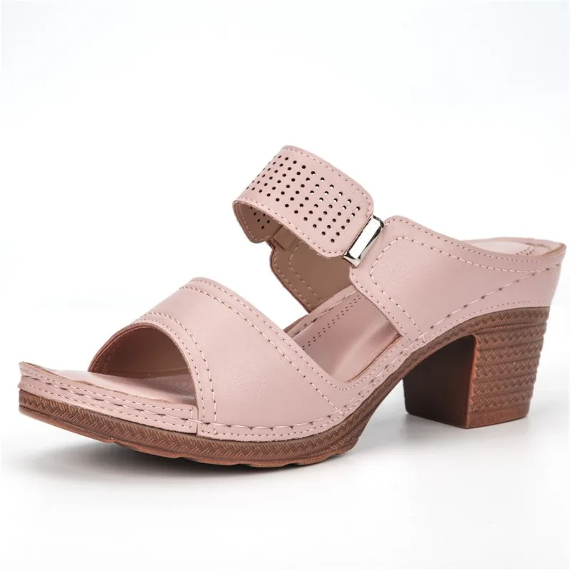 

Сандалии женские на толстом высоком каблуке, босоножки, Повседневная Удобная обувь, большие размеры, лето 2022