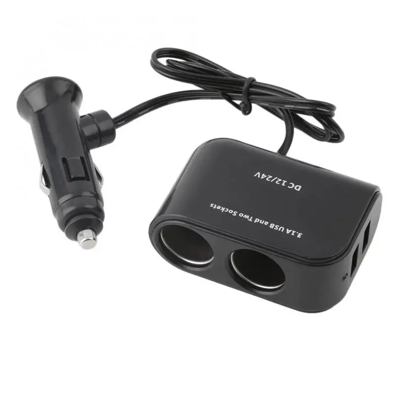 

Cigarette Lighter Socket in car Splitter Dual USB Phone Charger Adapter Fast Charging Power Outlet 12V/24V for Tablet DVR GPS