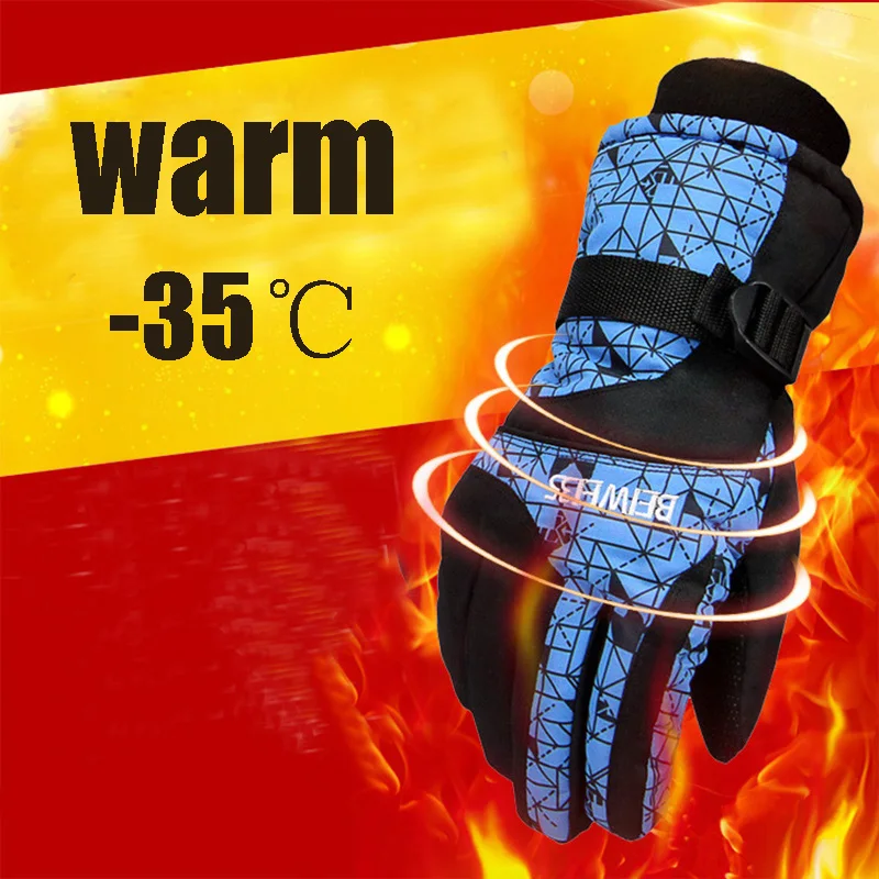 

Thermal Ski Gloves Men Women Windproof Waterproof Glove Snowmobile Motorcycle Riding Heating Gloves One Size Warm Guantes Skiing