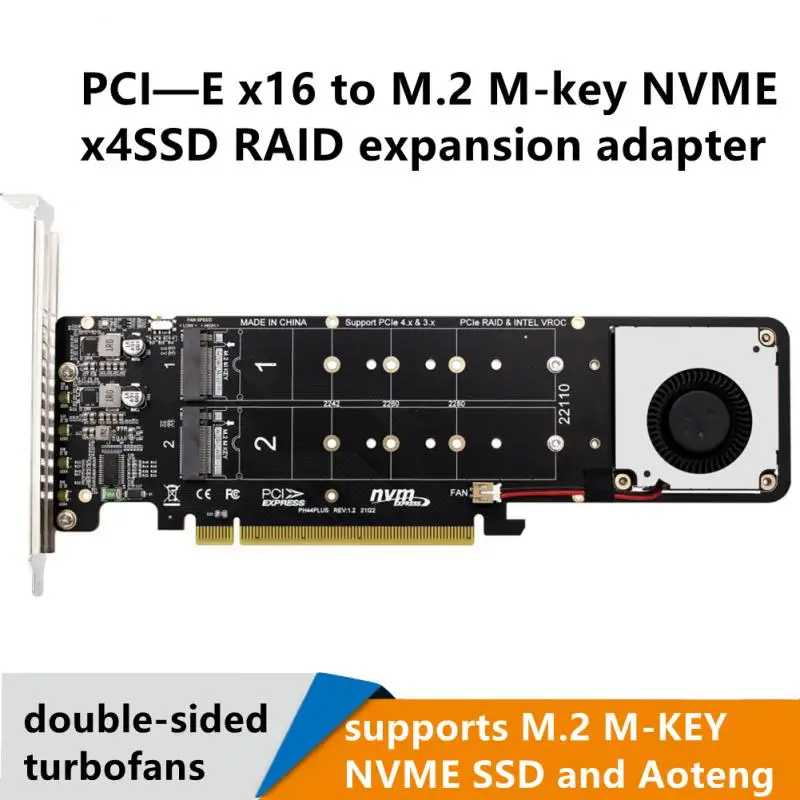 

Двухсторонний расширительный адаптер PCI-E X16 на M.2 M-key NVME X4SSD, разветвитель-карта с памятью 14000 + МБ/с, поддерживает M2 M-KEY NVME SSD Aoteng