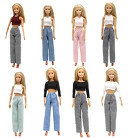 11 5 doll clothes for barbie clothes outfit shirt vest crop top pants plaid trousers jeans heart shaped skirt 16 bjd accessory