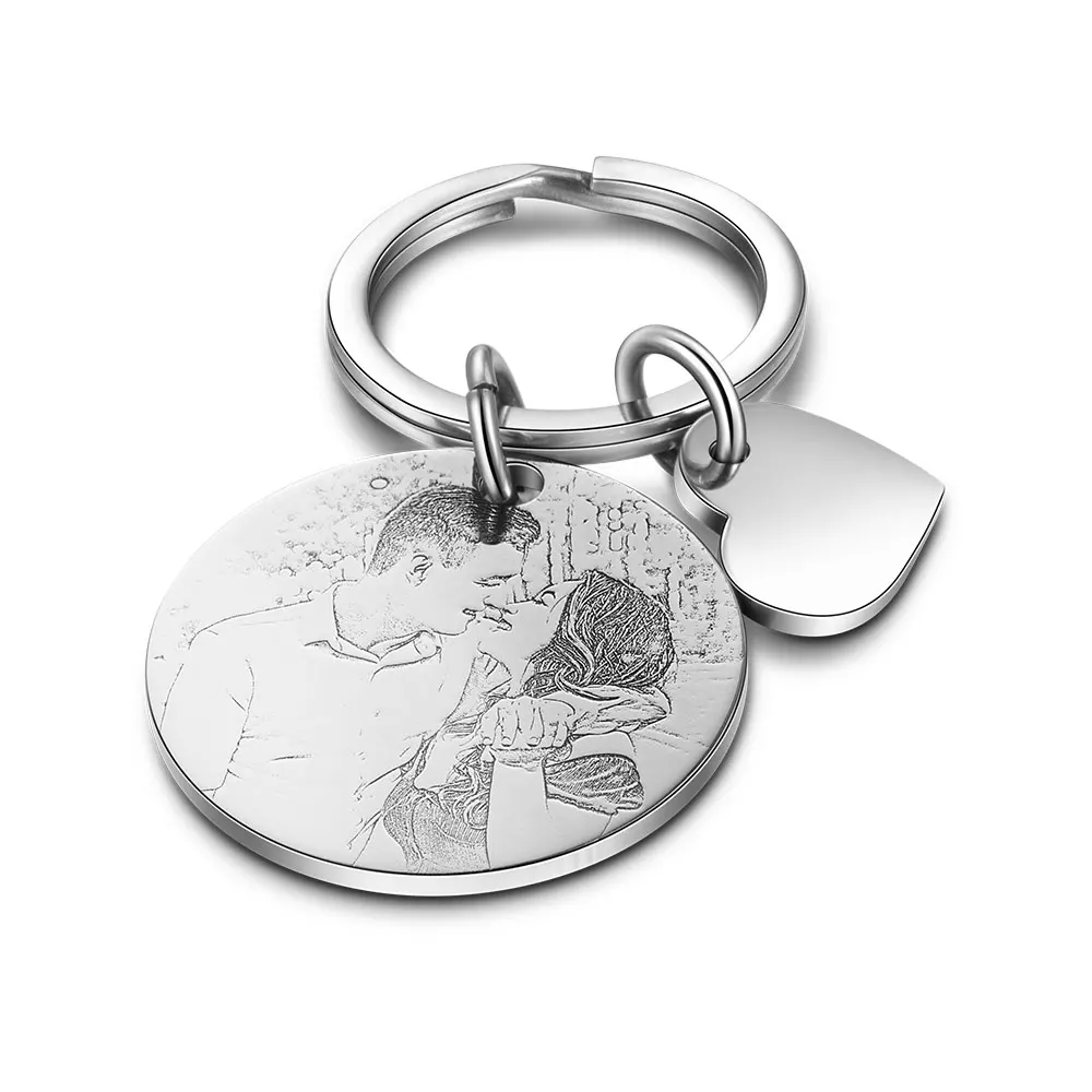 

Cmoffer Personalized Stainless Steel Keychain Custom Name & Date Engraved Calendar Photo Keyring Birthday Anniversary Gifts