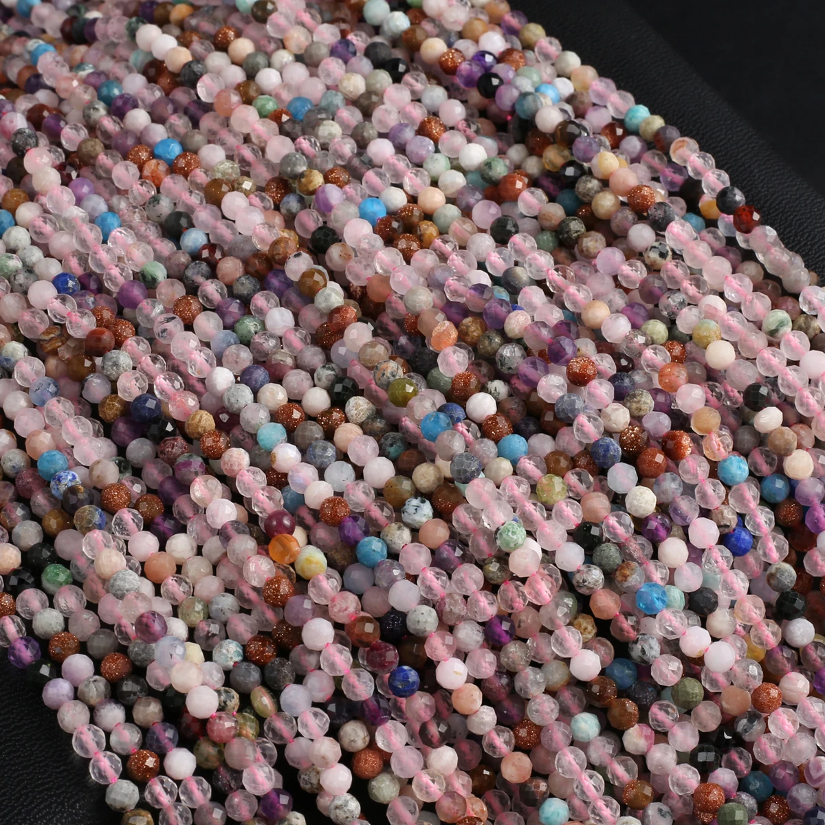 

Natural Tourmalines Beads Faceted Round Small Stone Loose Beaded for Women Making DIY Necklace Bracelet Accessories