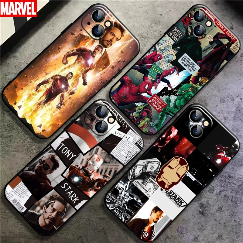 

Avengers Iron Man Spiderman For Apple iPhone 13 12 11 Pro Mini X XR XS Max SE 6 6S 7 8 Plus Phone Case Liquid Silicon Soft TPU