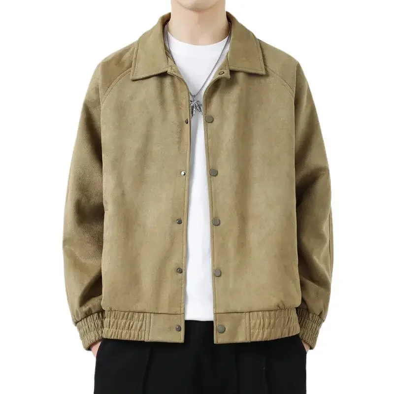 2024 весенне-осенняя мужская винтажная замшевая кожаная куртка свободного кроя с