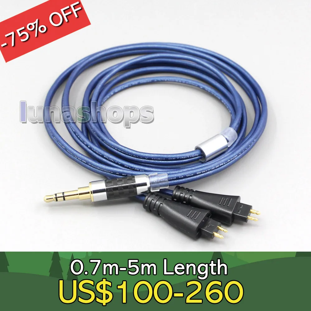 

Blue 99% Pure Silver XLR 3.5mm 2.5mm 4.4mm Earphone Cable For FOSTEX TH900 MKII MK2 TH-909 TR-X00 TH-600 Headphone LN006445