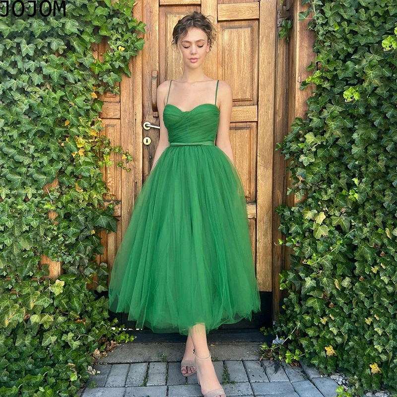 

Женское короткое платье на тонких бретельках, зеленое ТРАПЕЦИЕВИДНОЕ вечернее платье до середины икры, платье для выпускного вечера, 2022