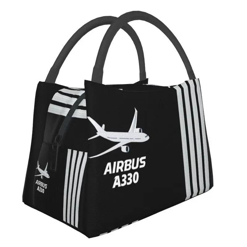 

Airbus A330 Captain Stripes Insulated Lunch Bag for Women Leakproof Pilot Aviation Aviator Airplane Cooler Thermal Bento Box