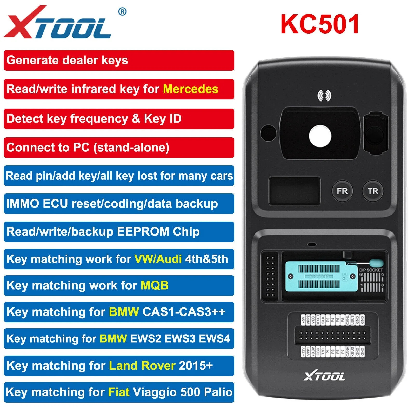 XTOOL D9S Pro+KC501: Инструменты для программирования автомобильных ключей и иммобилайзеров, полная диагностика систем, кодирование ЭБУ, диагностический сканер OBD2, 45+ функций сброса (art.: 3920dc5dfe953) - 3920dc5dfe953