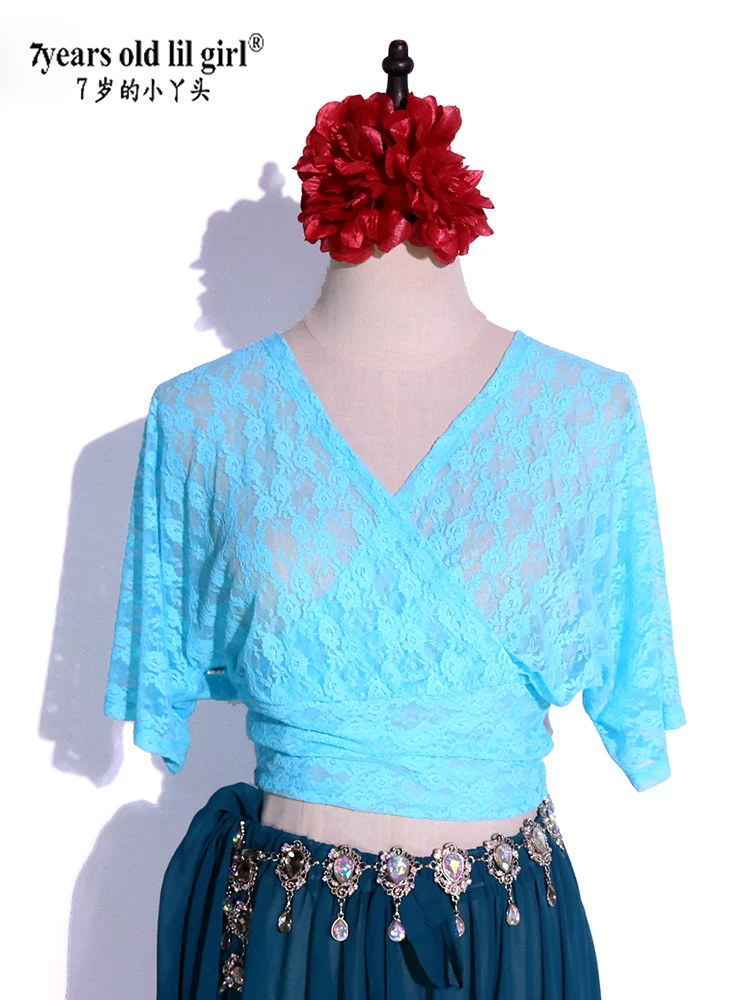 

Belly Dance Top Costumes New Style Senior Sexy Lace Bat Sleeve Blouse BRR22