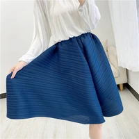 woman wide leg pants miyake pleated fashion high street solid tight waist summer loose large size female ankle length pants 2022