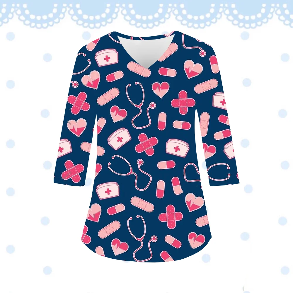 Униформа медсестры с героями мультфильмов 3D принт микроэластичная