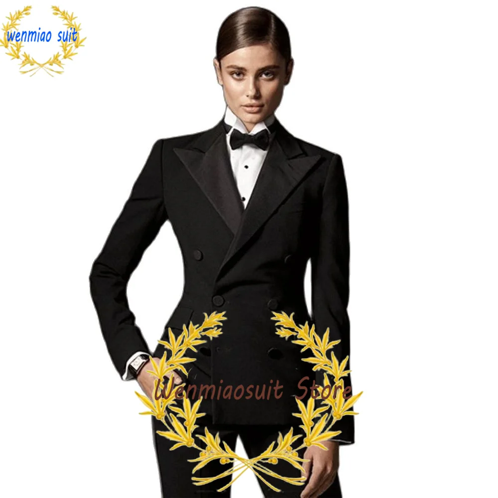 Women's Suit Double Breasted Jacket Set 2 Piece Business Formal Workwear Office Lady Blazer Trousers بذلات بليزر نسائية