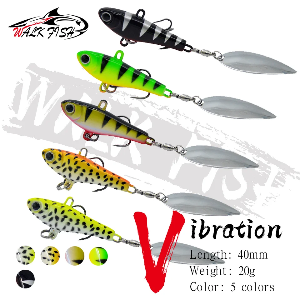 

WALK FISH 1PCS 20g VIB Fishing Lure Jig Head Rotation Spoons Freshwater Ocean Fishing Spinner Artificial Metal Vibration Bait