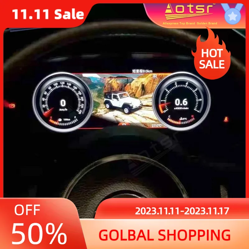 

12.3" For Jeep Wrangler 3 JK 2010 - 2017 LCD Android Car Instrument Dashboard Display auto HeadUnit GPS Navigation HD Multimedia