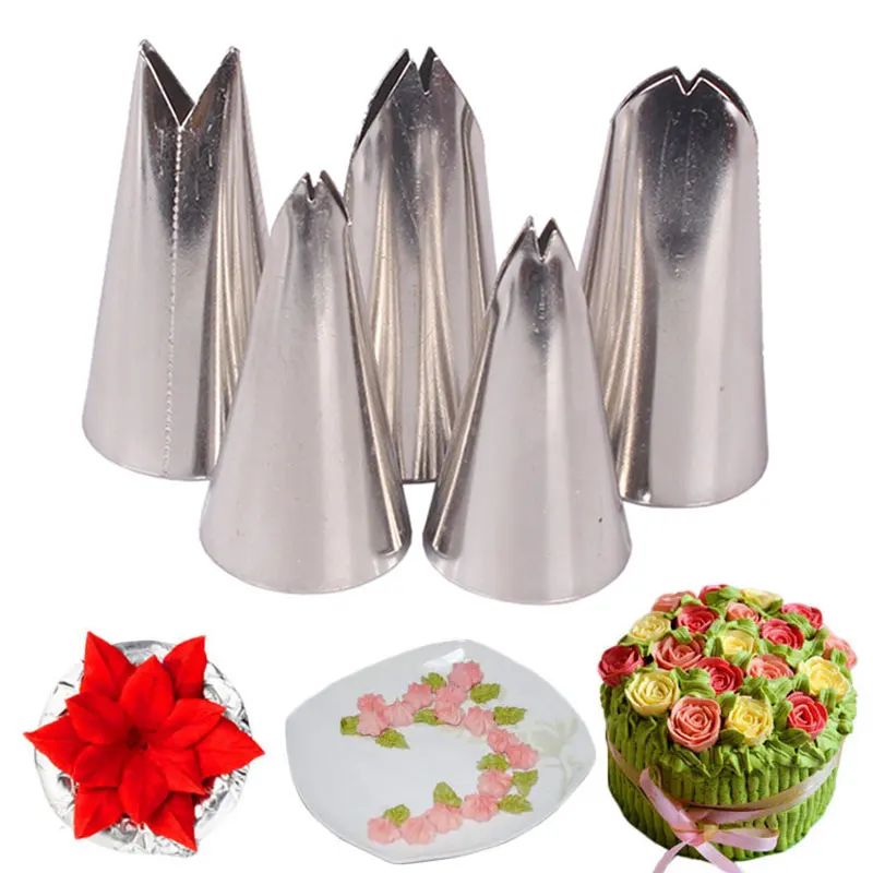 

5pcs Leaf Cream Nozzles Baby Shonwer Birthday Party Cake Decorating Tips Confectionery Icing Piping Nozzle Pastry Baking Tools