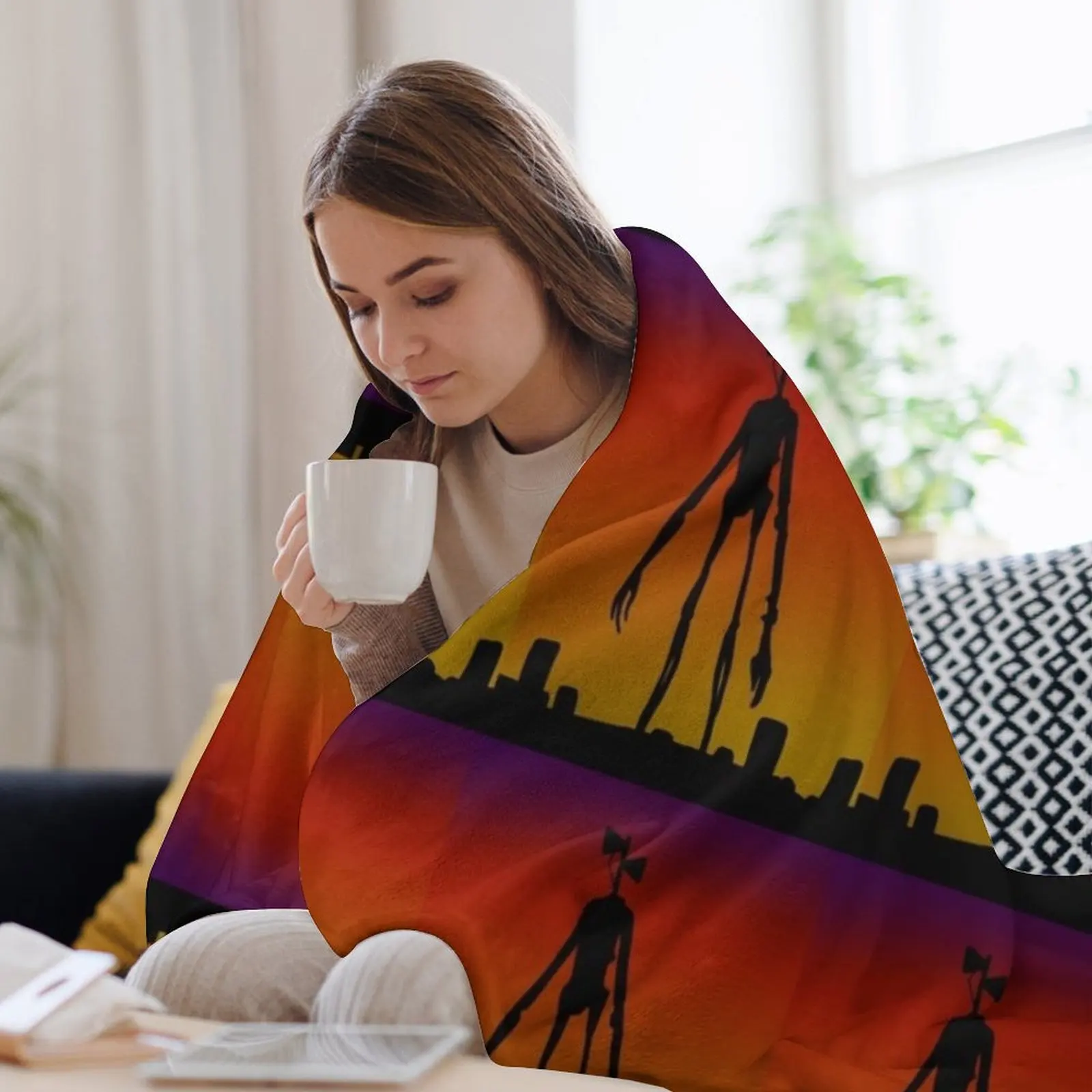 Одеяло с головой сирены декоративное покрывало в клетку диван-кровать красивые