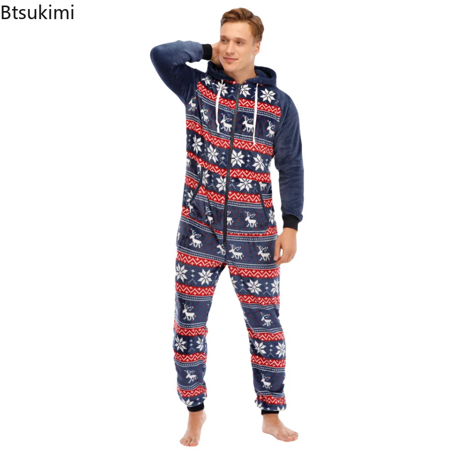 New 2022 Autumn Winter Casual Warm Flannel Onesies Hoodie Jumpsuit Pajama Men Festival Jumpsuits Hoodie Zipper Sleepwear Male
