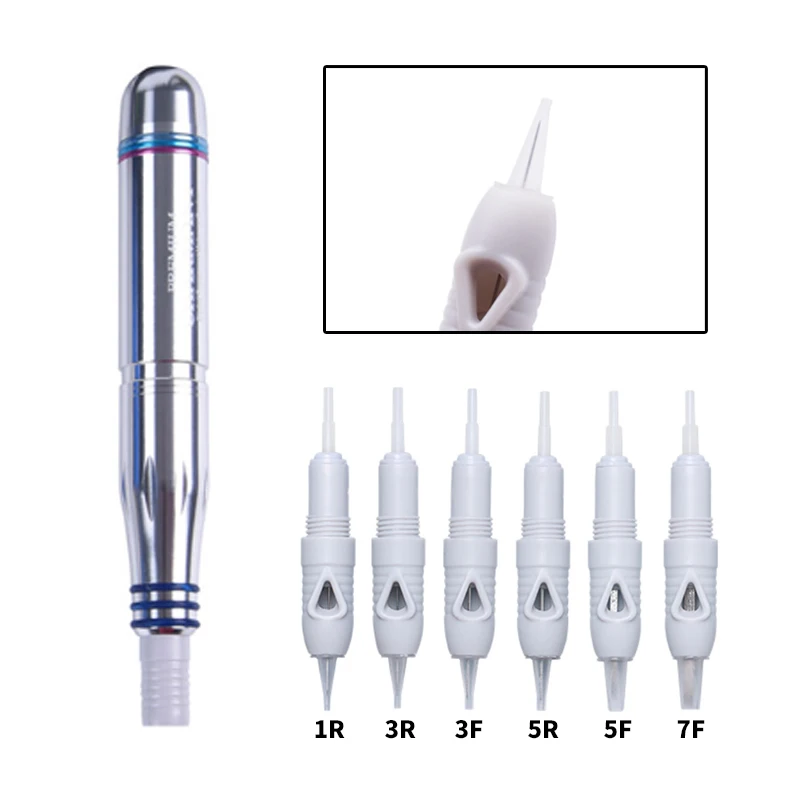 

10pcs Chartmant 1machine Eyebrow Lips Eyeliner Tattoo Machine Pen Needles Tattoo Cartridge Needles Disposable Tattoo Machine