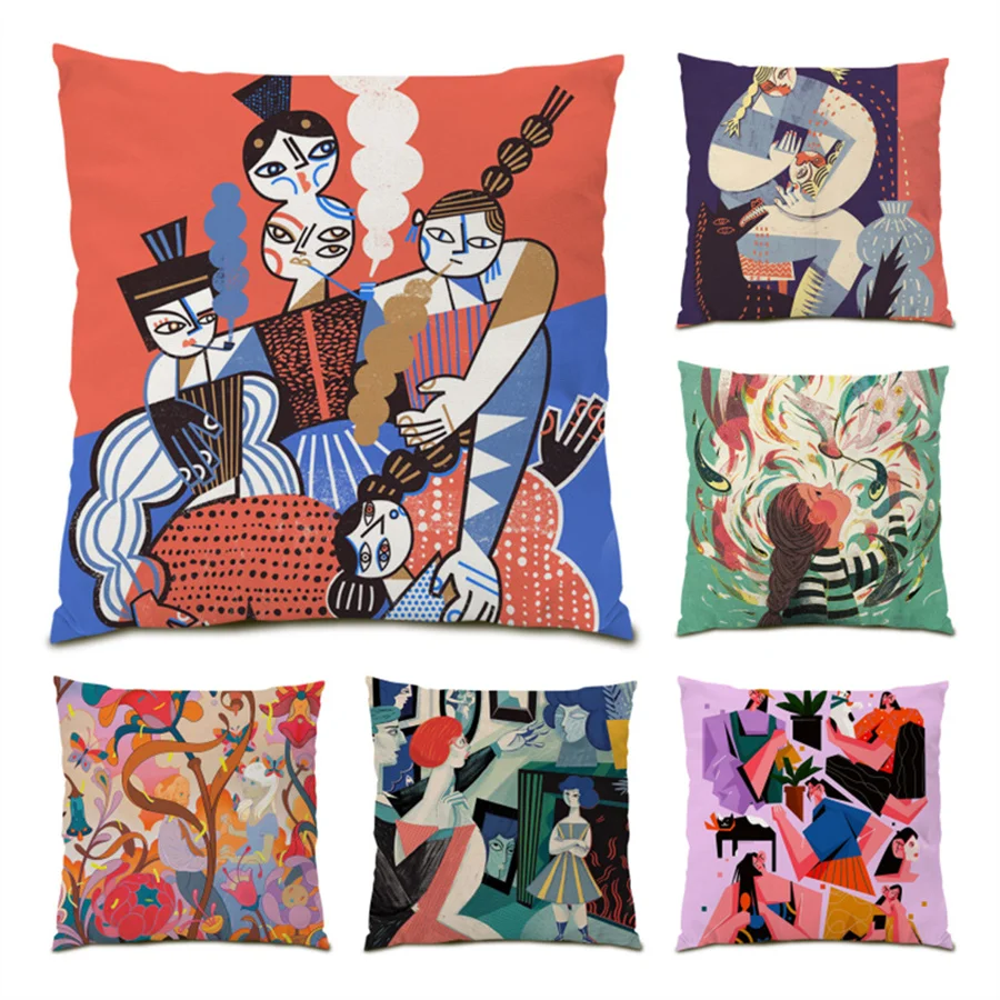 

Pillow Cover Artistic Pillow Cover Decorative Cushion Velvet Decoration Home Decor 45x45 Cushions Covers Abstract Pattern E0341