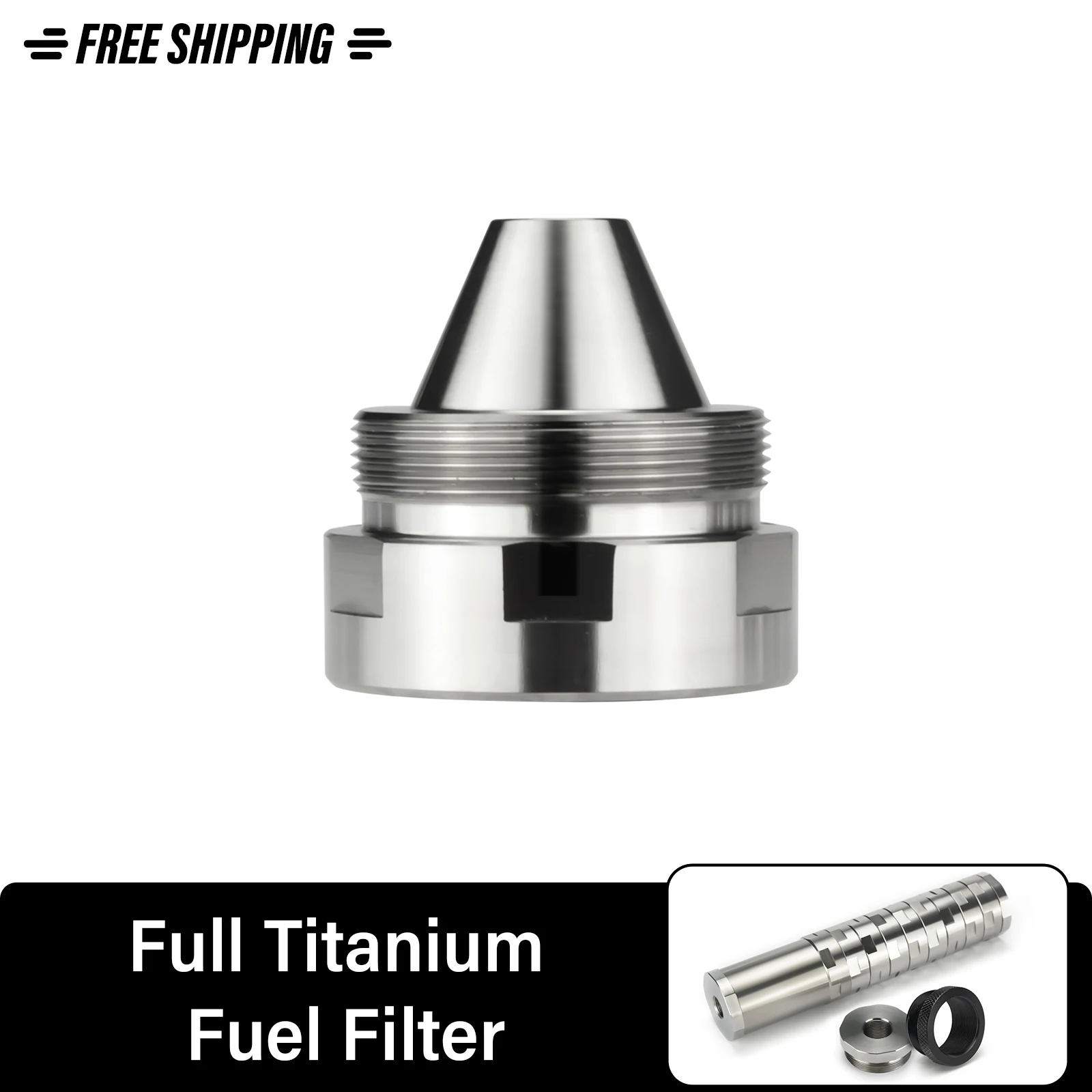 

7"L 1.5'' OD Dodecagonal Titanium GR5 Modular Solvent Cleaning Tube Filter kit MST 1.375x24 with 5/8x24 + 1/2x28 Screw Cone Cups