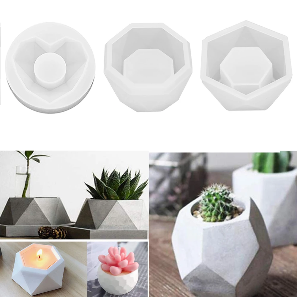 3D Форма для силиконовой горшка для цветов из соковитого эпоксидного бетона глины смолы свечи мыла.