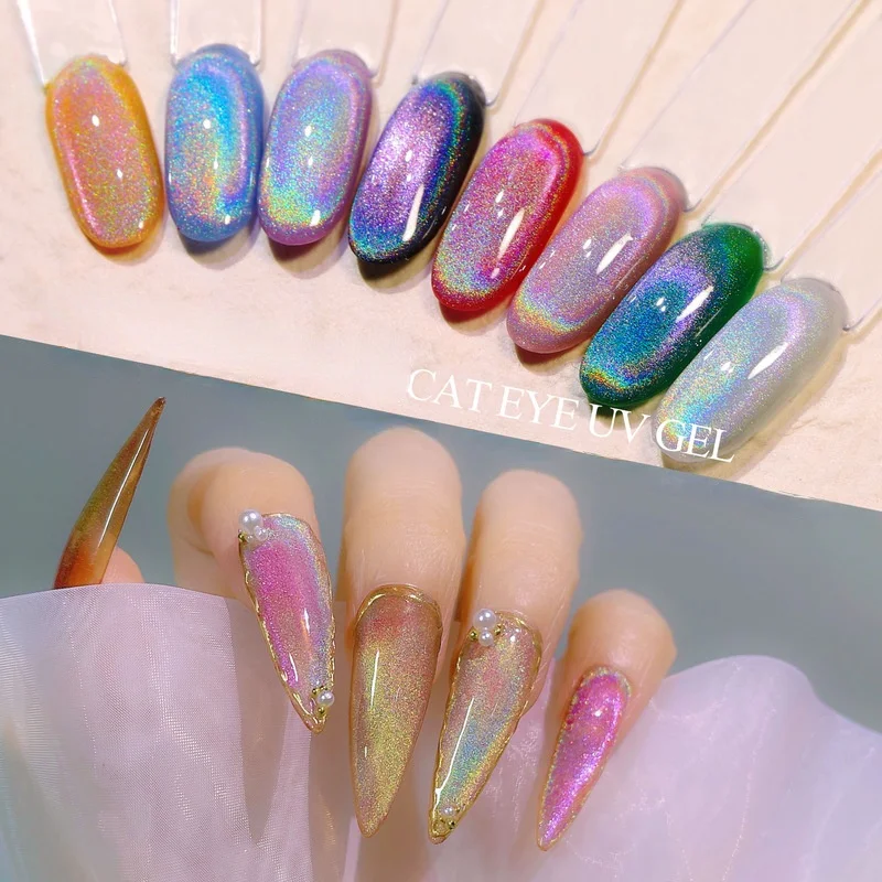 

Sdotter Reflecterende Cat Eye Gel Magnetische Regenboog Glitter Nagellak Losweken Magnetische Uv Gel Fonkelende Auroras Laser