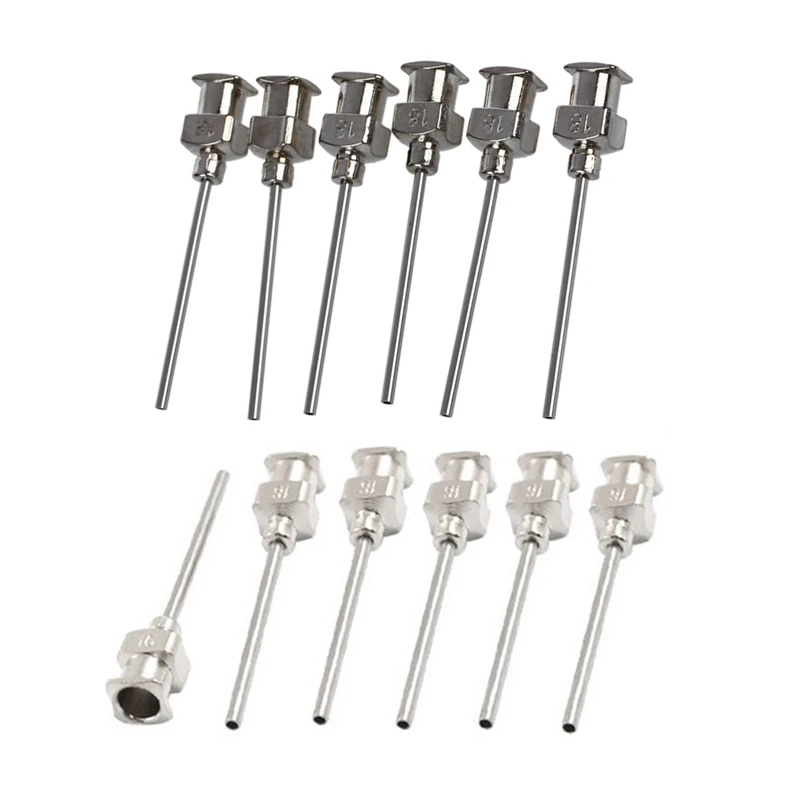 

12X Stainless Steel Luer Lock Dispensing Needle Tip, 18 Gauge, 0.57Mm ID X 1.18Mm OD, & 16 Gauge, 0.89Mm ID X 1.43Mm OD