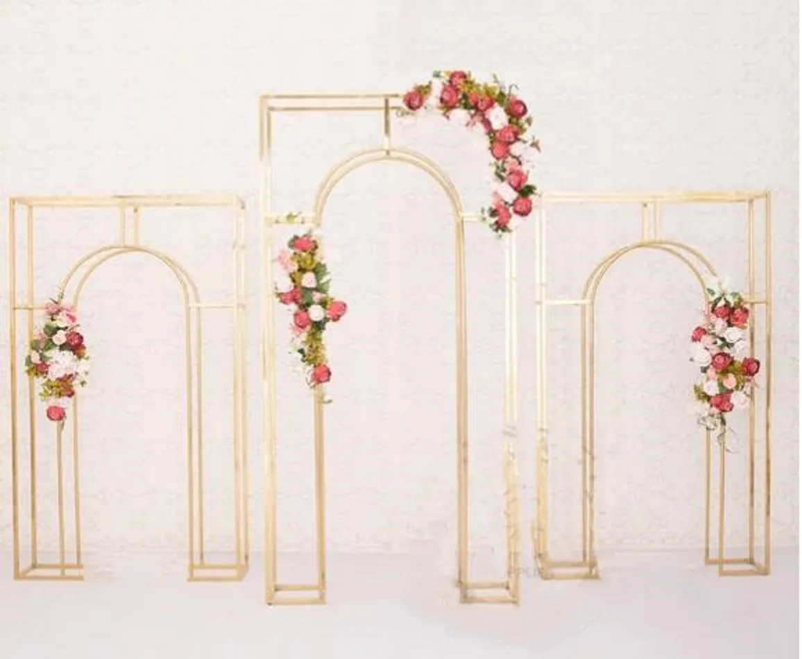 3pcs shinny gold Rectangle Arch wedding backdrops