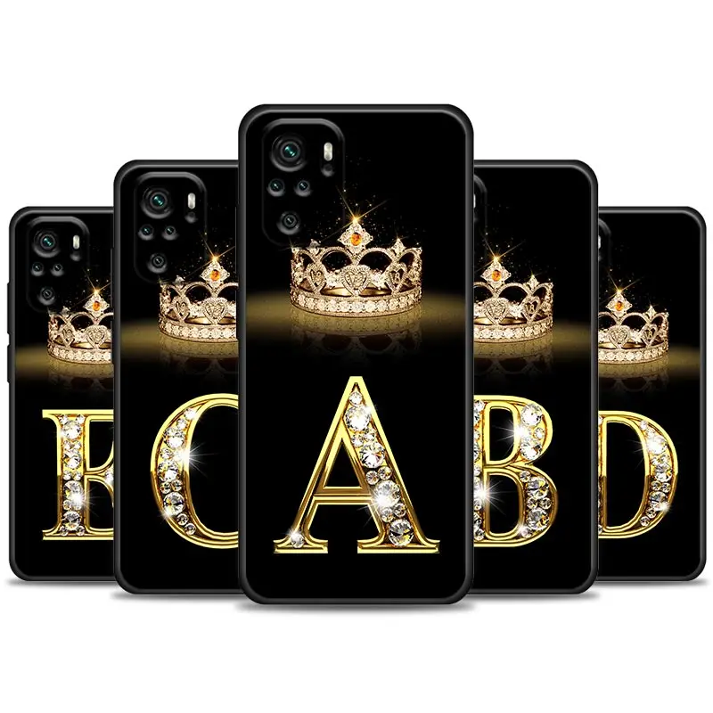 

Diamond Crown Letter Phone Case For Xiaomi Redmi Note 11 10 9 8 Pro 9S 8A 10S 11S Soft Cover For Redmi Note 8Pro 10Pro