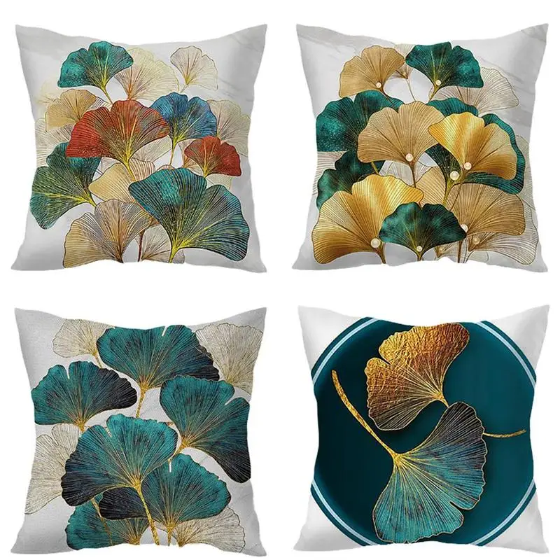

Ginkgo Leaf Pillowcase 45x45cm Single-sided Peach Skin New Year Christmas Cushion Cover Home Decoration