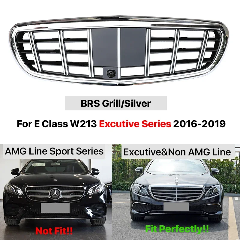 

Черный, серебристый, хромированная решетка Panamericana GTR в алмазном стиле, спортивная решетка для Mercedes Benz E Class W213 C238 2016-2019, предустановление AMG