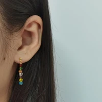 glass crystal colorful line drop earrings for women long earrings gold plated fashion jewelry girl wedding accessories