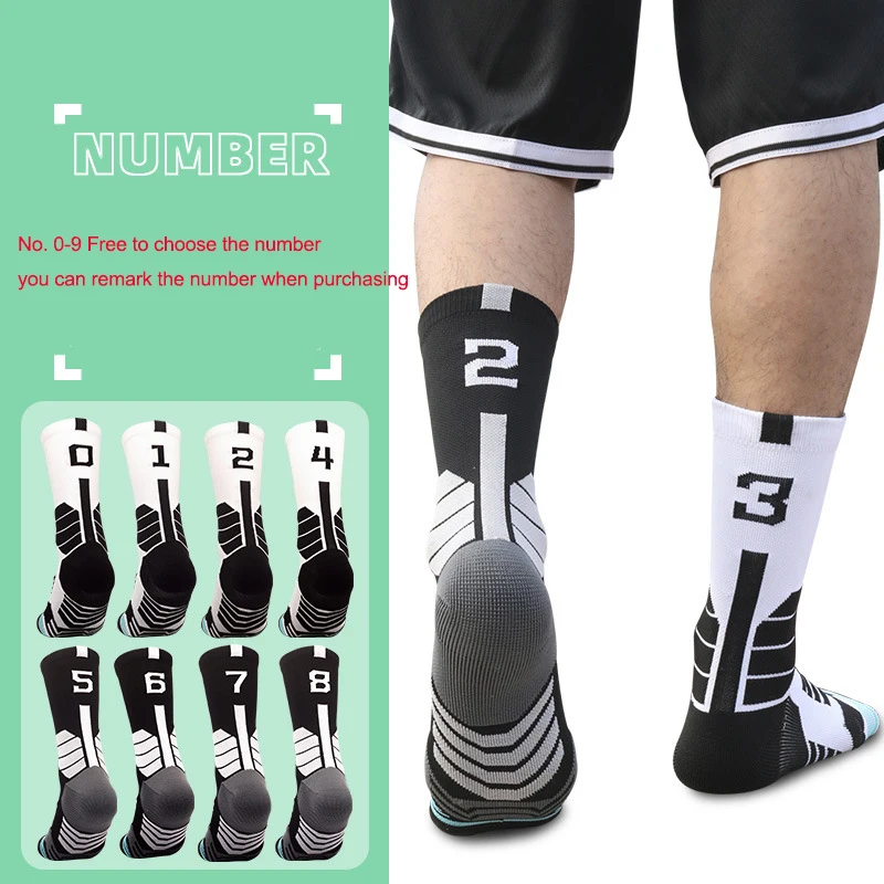 Digital Cycling Sock Running Basketball Socks Men Women Sports Socks Elite Male Thickening Towel Bottom High Socks Football Sock