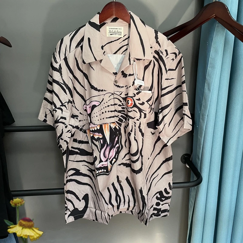 

Summer Beach Fashion T-shirt Wacko Maria T Shirts Khaki Tiger Print T Shirt Trend Top Quality Tees One Day Ship Out