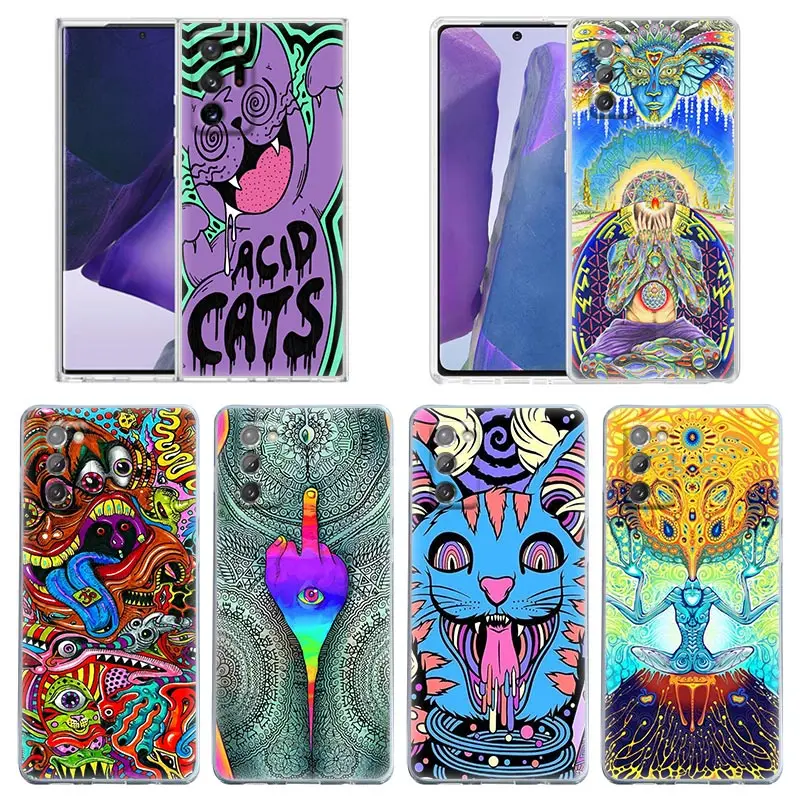 

Case For Samsung Galaxy Note 20 Ultra 5G 10 Lite Plus 8 9 A70 A50 A01 A30 Clear Cover Trippy Psychedelic Colourful Art Painting