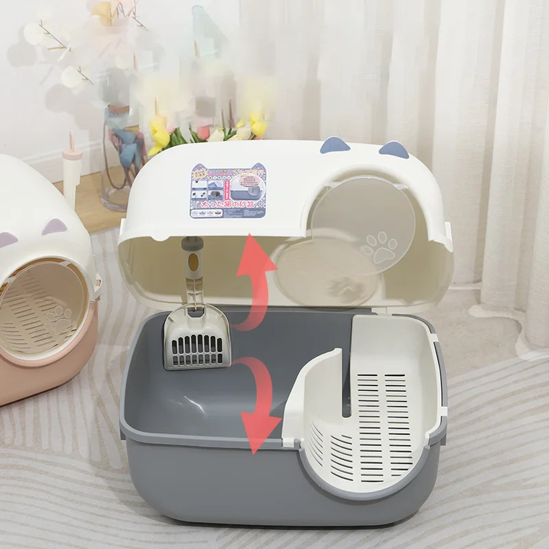 Лоток для кошачьего туалета с длинным каналом полностью закрытый Большой от