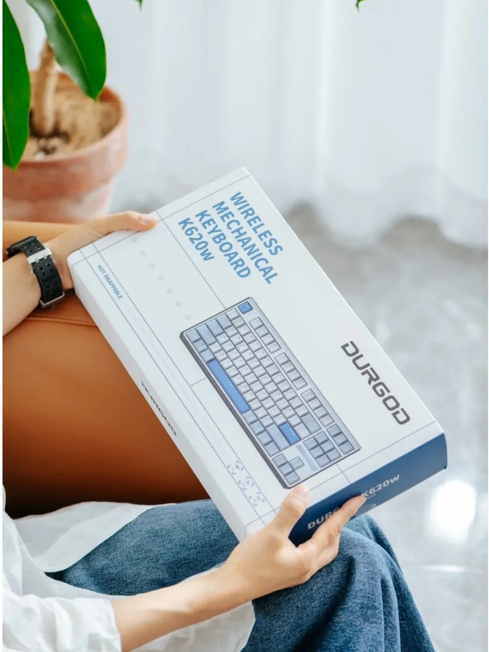 DURGOD K620W Fog Blue Bluetooth-клавиатура 87 клавиш 2 4G Беспроводная 3-режимная без подсветки