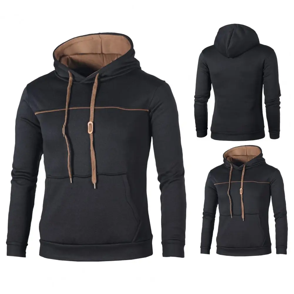 

Толстовка мужская с длинными рукавами, Стильный пуловер в рубчик, свободная облегающая кофта с большими карманами, Осень-зима