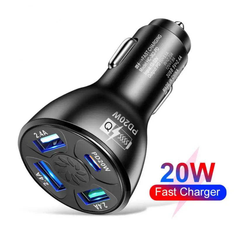 

Автомобильное зарядное устройство PD с 4 USB-портами, PD20W