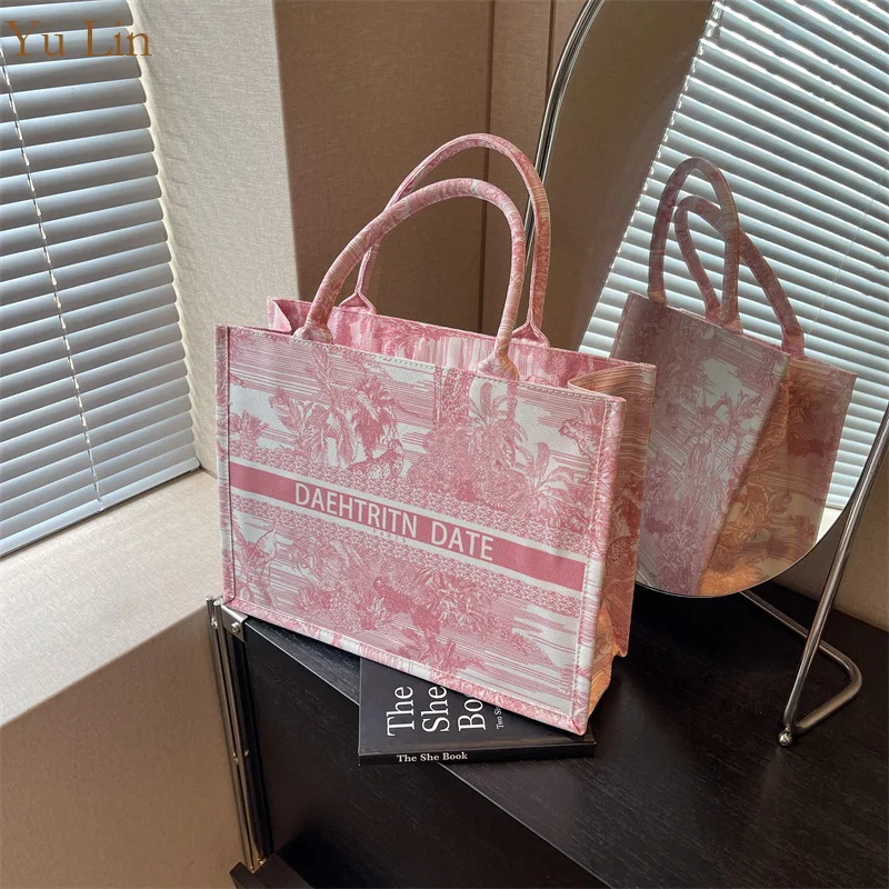

Small And Large Capacity Handheld Commuter Canvas Tote Women's 2023 New Pink Wedding Bridesmaid Bag One Shoulder