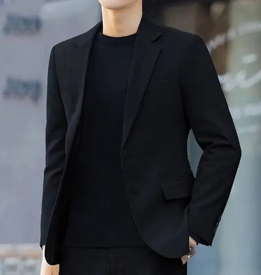 

New Style Men's Spring Autumn Solid Color One Buttom Cotton Blend Coat Men's Suit Jacket ABD771