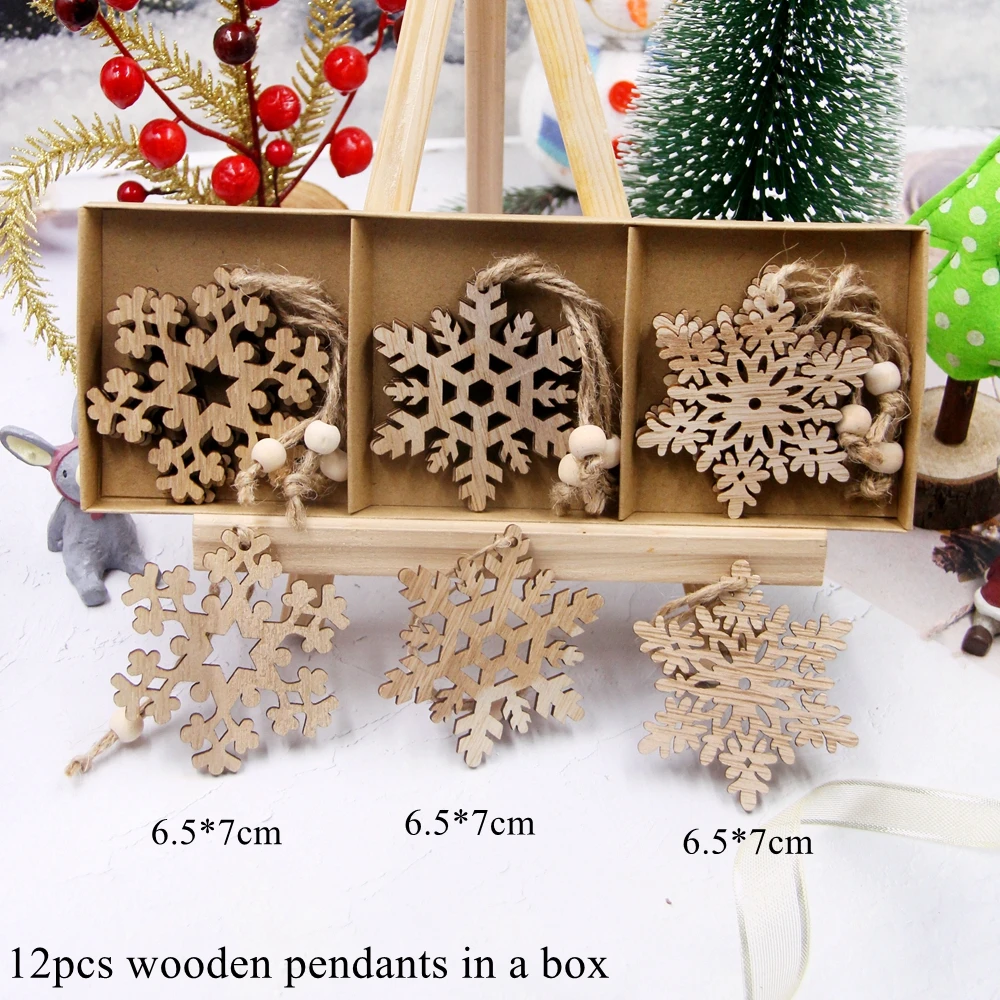 Деревянные рождественские подвески DIY House 12 шт.