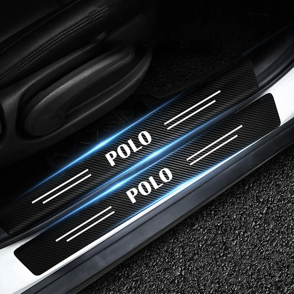 

Car Stickers Carbon Fiber Decal Door Sill Scuff Plate Covers Car Threshold Decor Trim For Volkswagen Passat POLO 6R 6C 9N 6N AW1