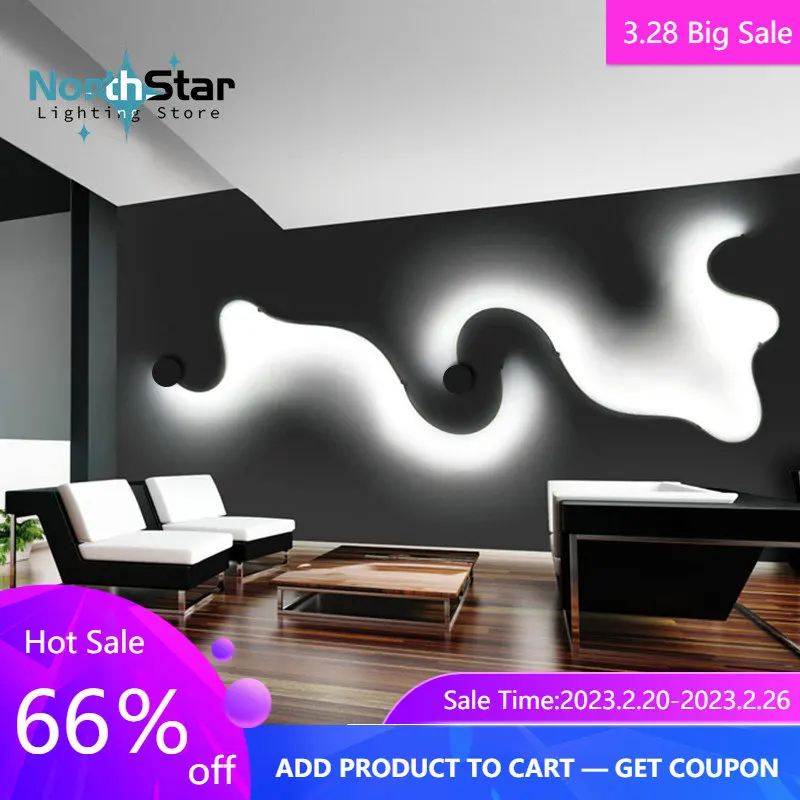 

Simple Creative Curve LED Wall Lamp White/Black For Bedroom Bedside Decoration Nordic Acrylic Designer Living Room Wall Light
