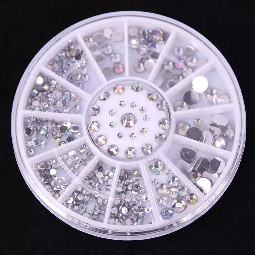 

NEW2023 DIY Nail Art Wheel Tips Crystal Glitter Rhinestone 3D Nail Art Decoration White AB Acrylic Diamond Drill