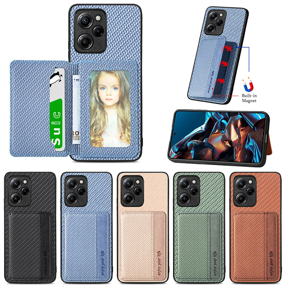 

For Xiaomi Poco X3 GT F5 X5 F4 F3 5G Leather Card Slot RFID Block Case For Poco X3 NFC M3 X4 X5 M4 F5 Pro F3 M5 M5S Back Cover